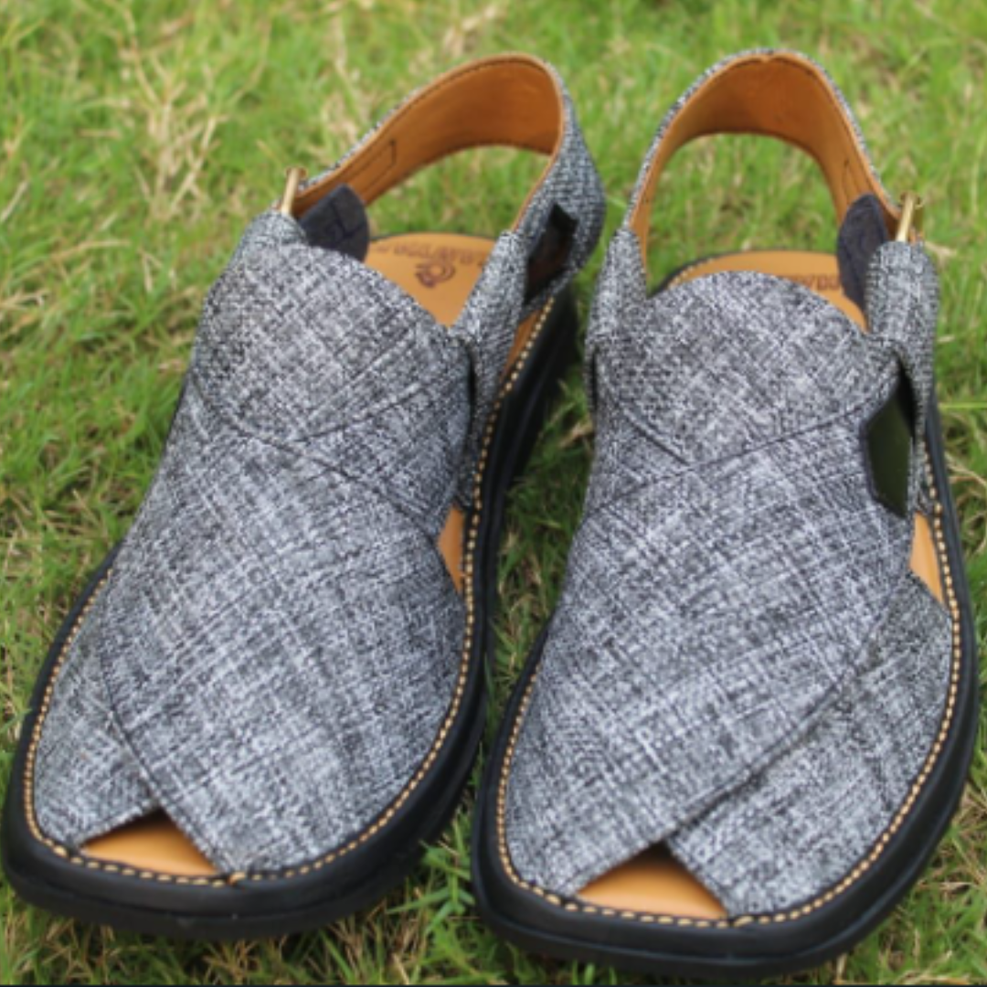 Markhor Gol Elegant Gray Peshawari Chappal