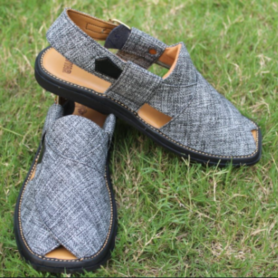 Markhor Gol Elegant Gray Peshawari Chappal