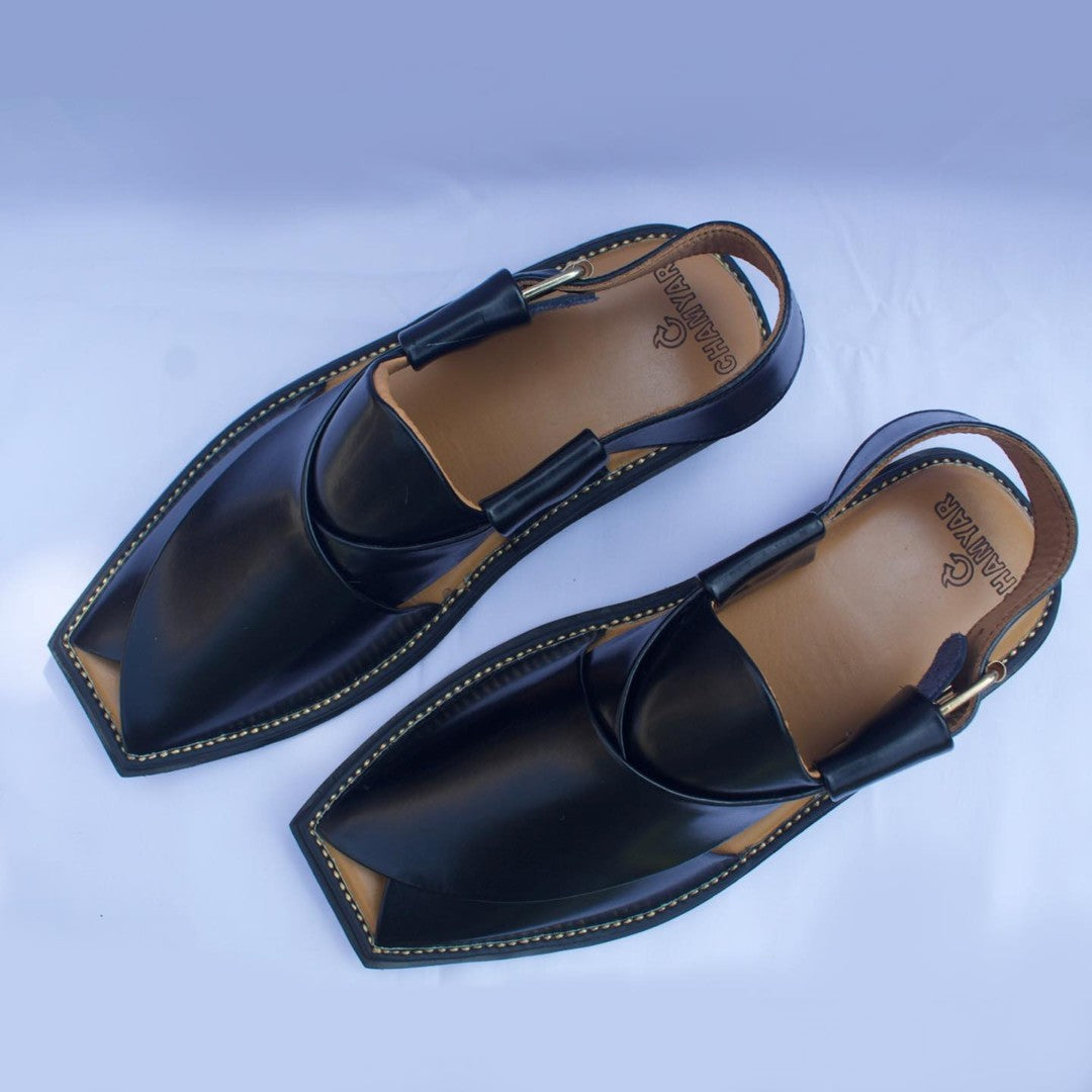 Kaptaan Signature Black Peshawari Chappal