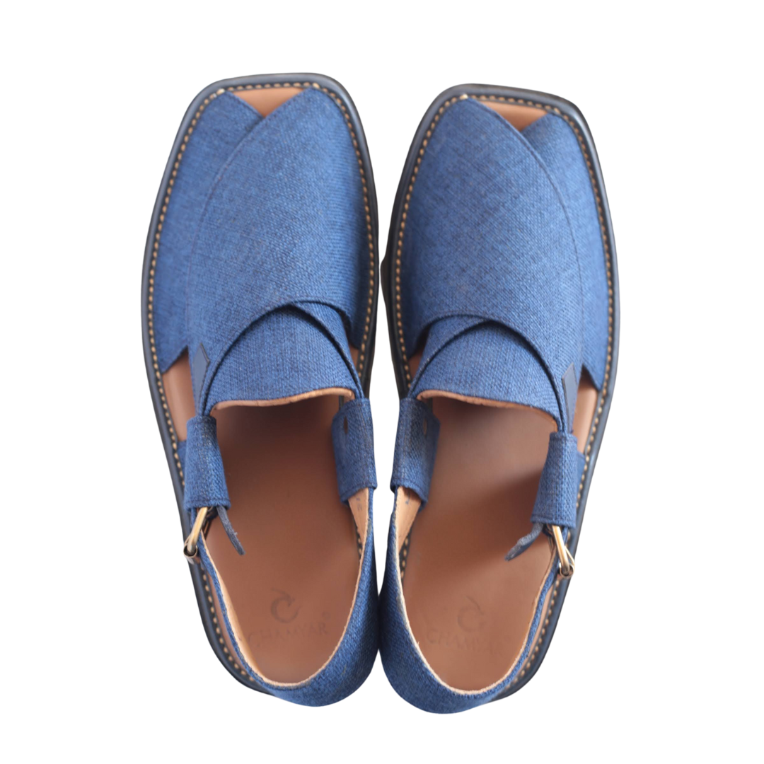 Markhor Gol Stylish Blue Peshawari Chappal