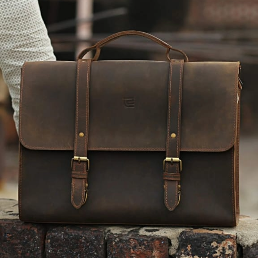 Vintage Brown Leather Satchel Bag