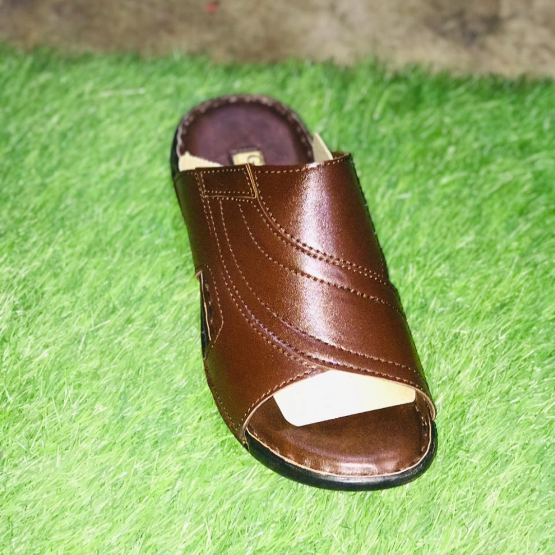 Rich Brown Slide Leather Sandals