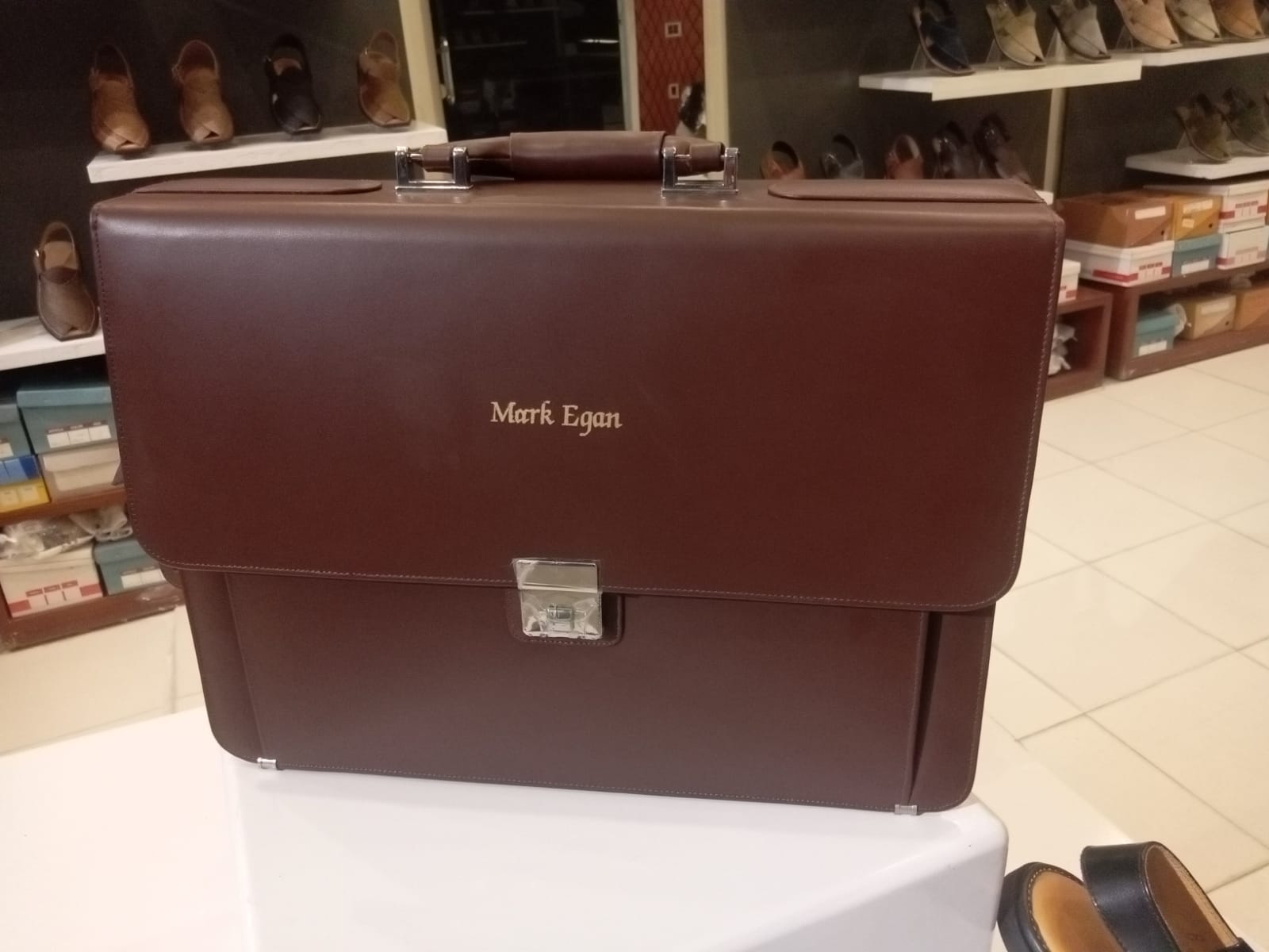 Mark Egan Brown Leather Laptop Bag